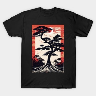 Red, white and Black Japanese Style T-Shirt
